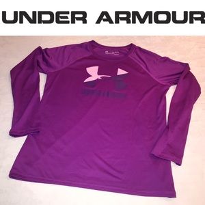 Under Armour Girls Solid Big Logo Long Sleeve Tee